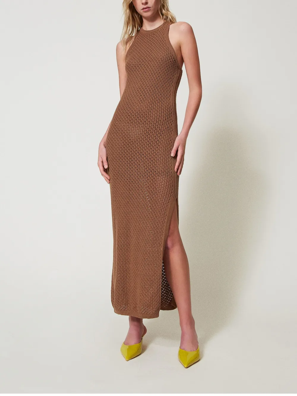 TWINSET Geribbelde midi-jurk - Bruin