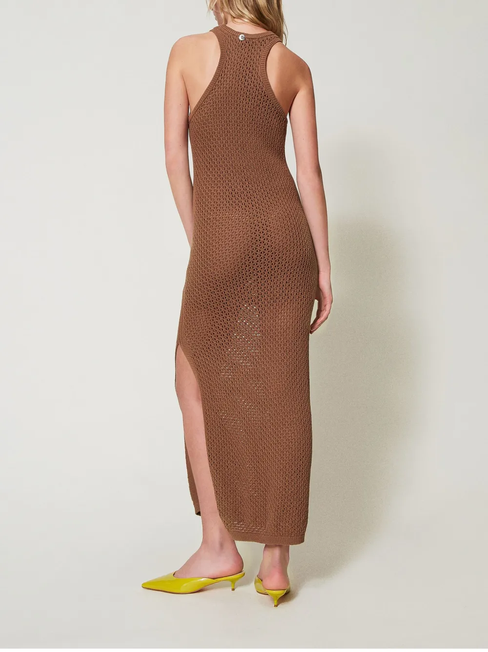 TWINSET Geribbelde midi-jurk Bruin
