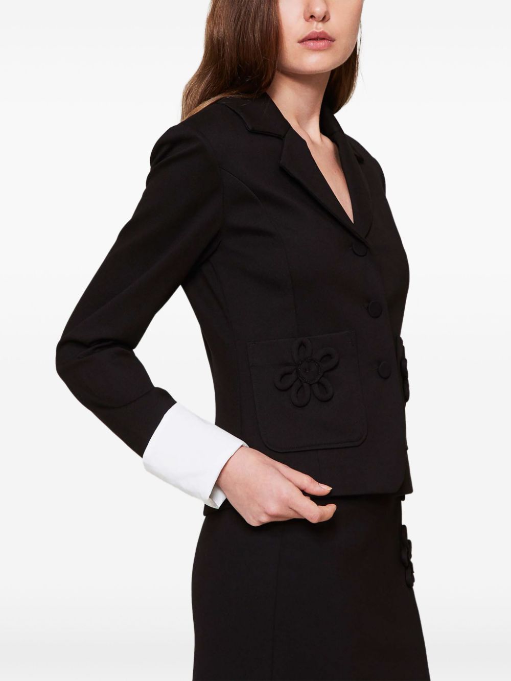 TWINSET Blazer met bloemenapplicatie - Zwart