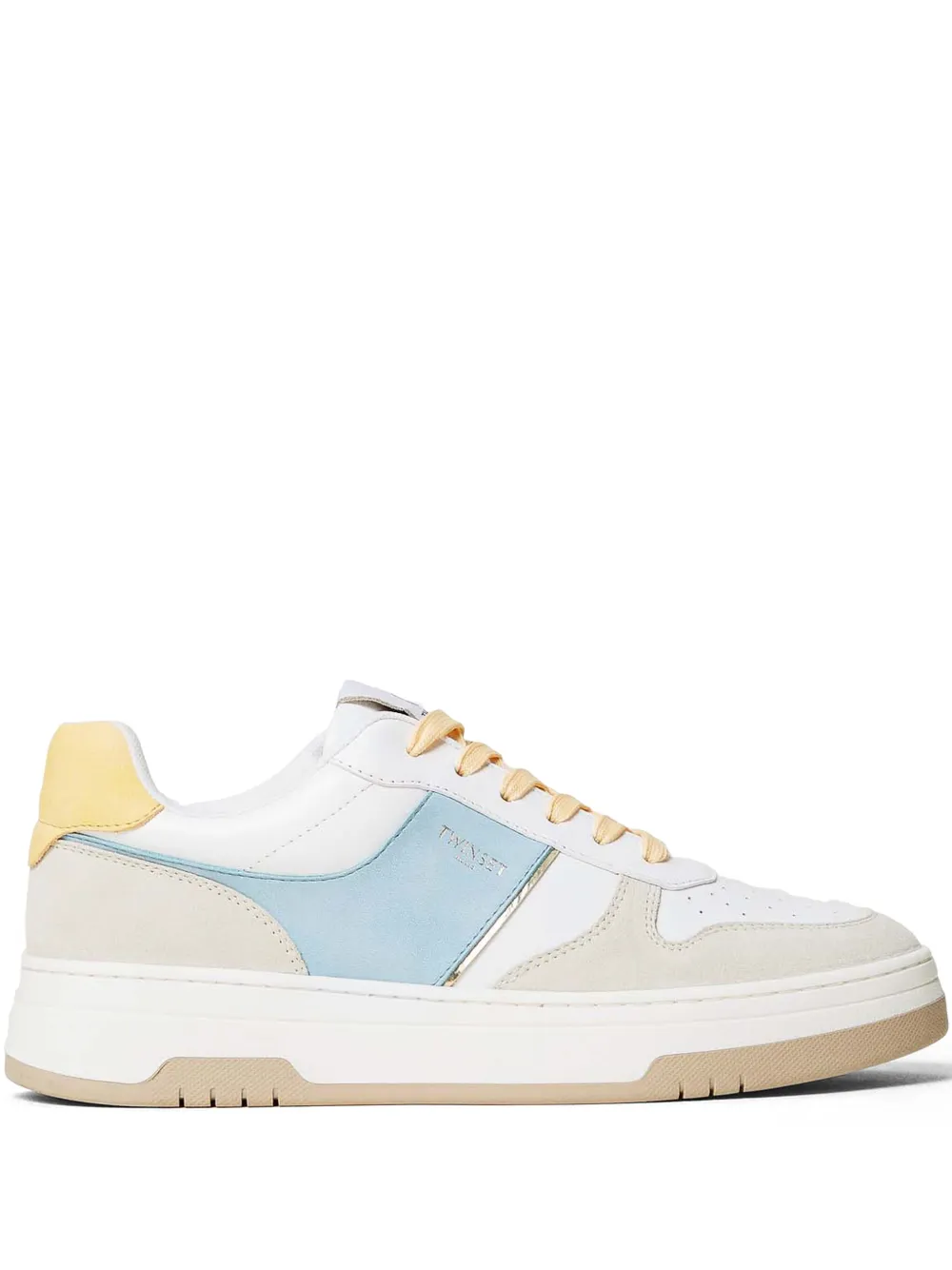 Shop Twinset Colour-block Leather Sneakers In White