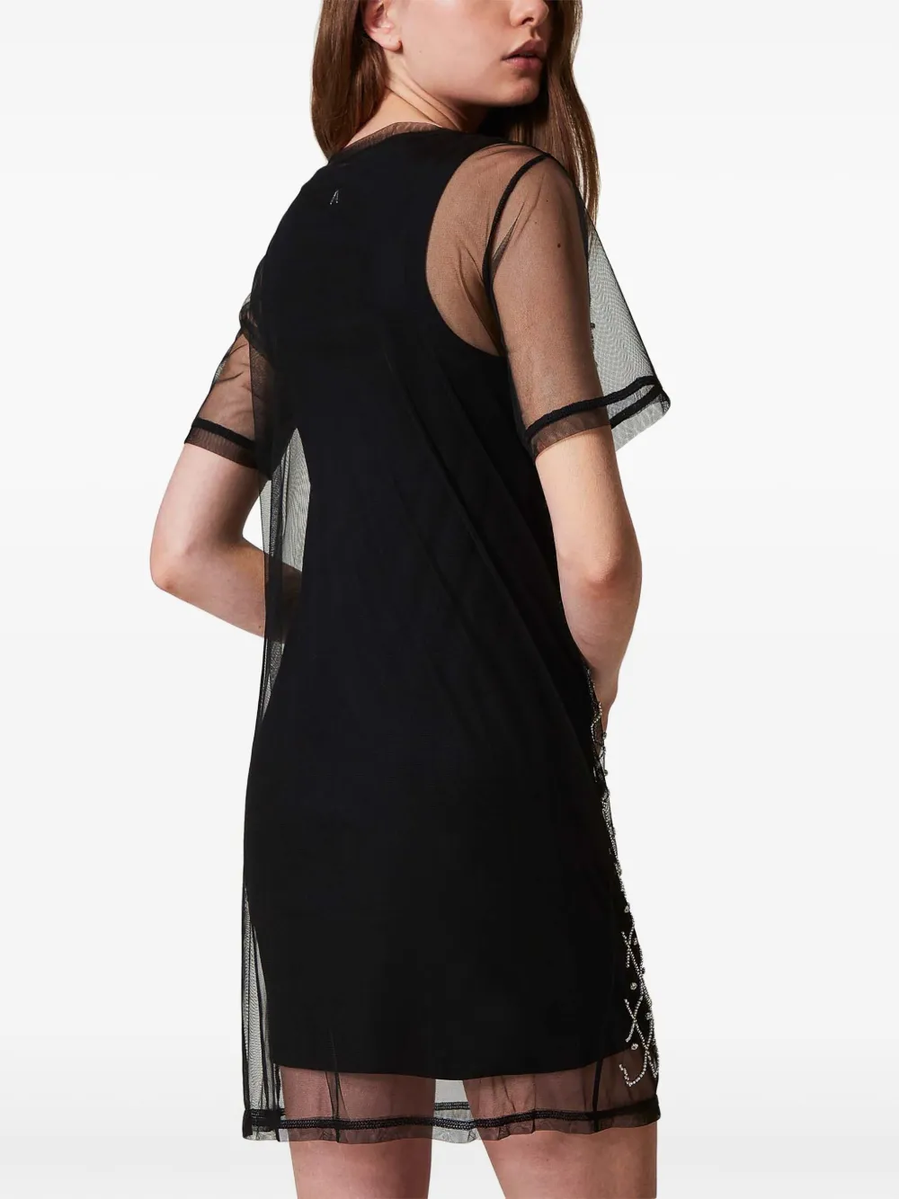 TWINSET Tulen mini-jurk Zwart