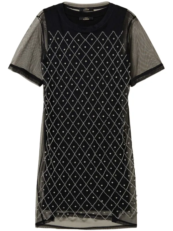TWINSET Embroidered Tulle Mini Dress | Black | FARFETCH OM
