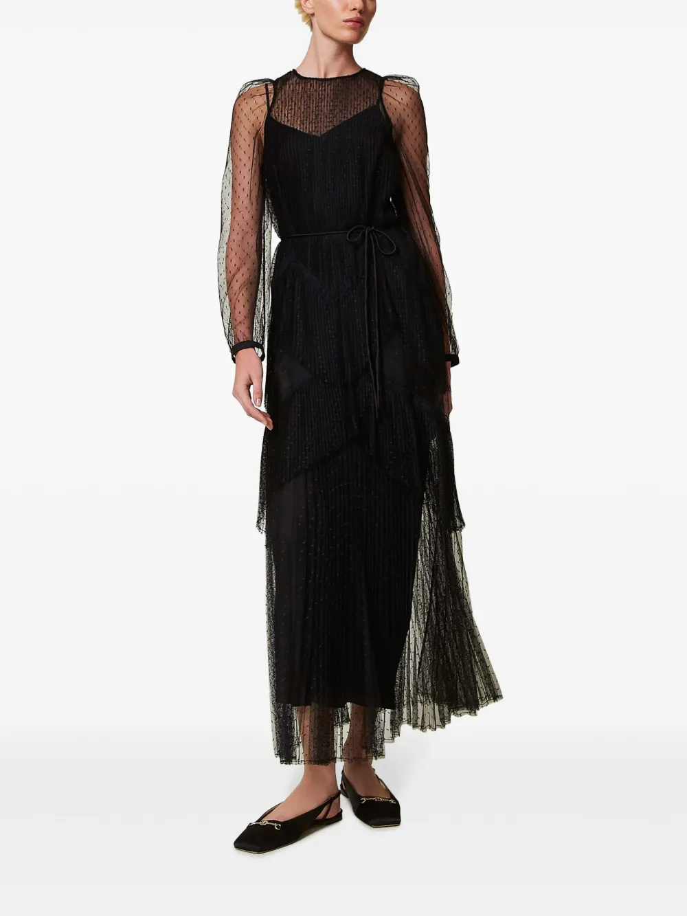 TWINSET Tulen maxi-jurk - Zwart