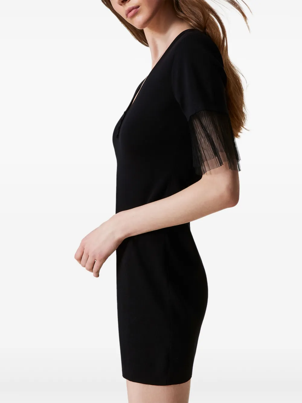 TWINSET Jurk met tulen afwerking Zwart