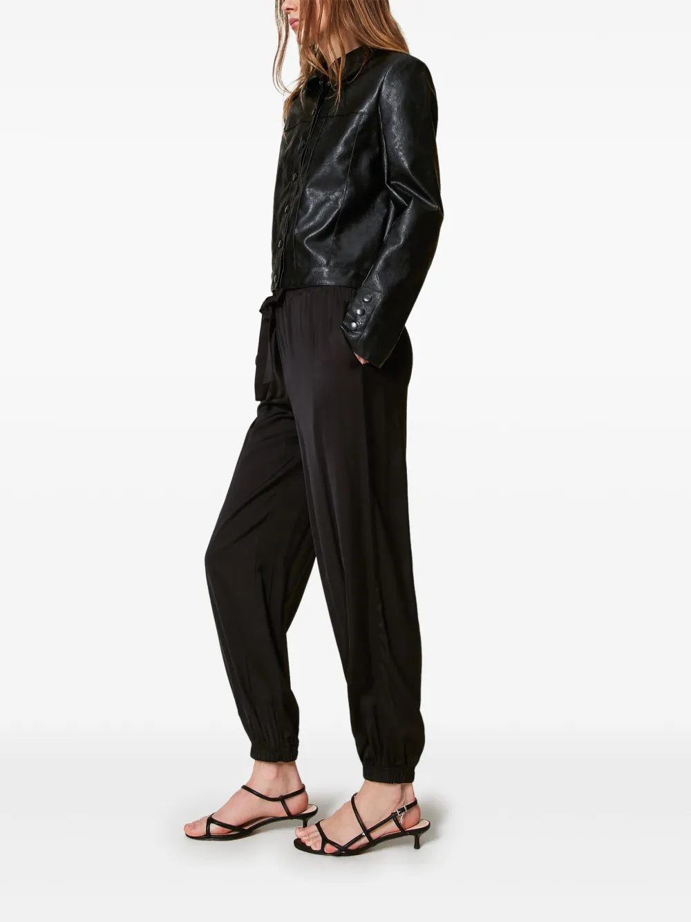 TWINSET Broek met trekkoordtaille Zwart