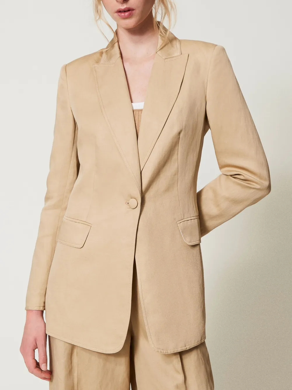 Shop Twinset Single-breasted Blazer In Neutrals