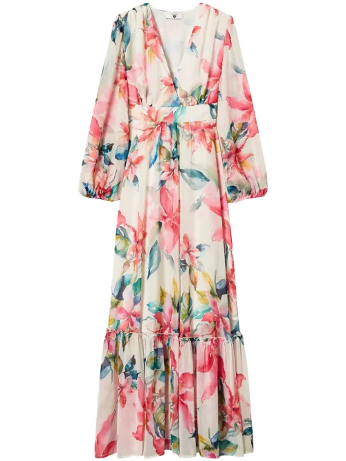 Robe longue à fleurs - TWINSET - Modalova