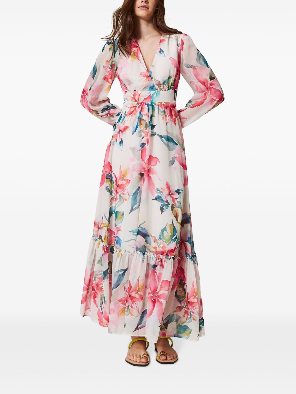 TWINSET Maxi-jurk met bloemenprint - Wit