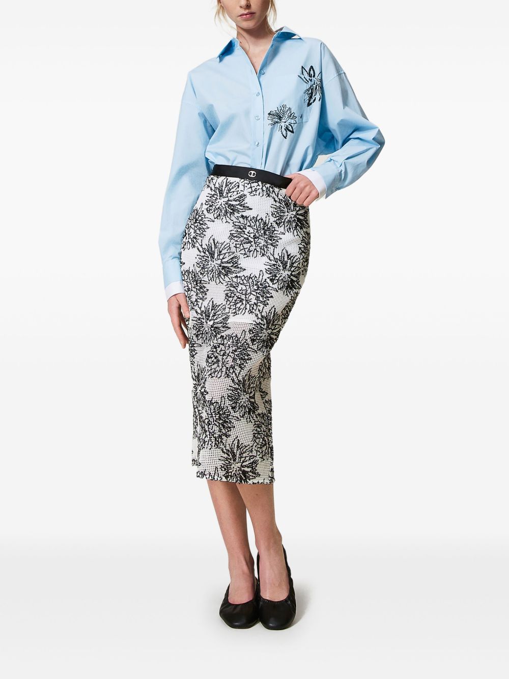 TWINSET Midi-rok met pailletten - Wit