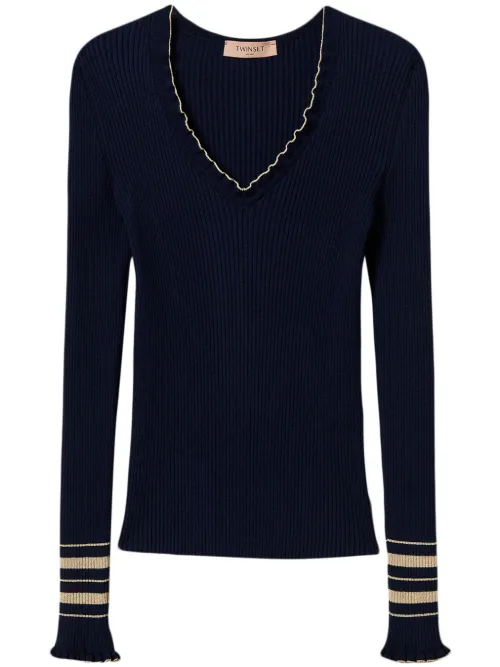 Pull en maille nervurée - TWINSET - Modalova
