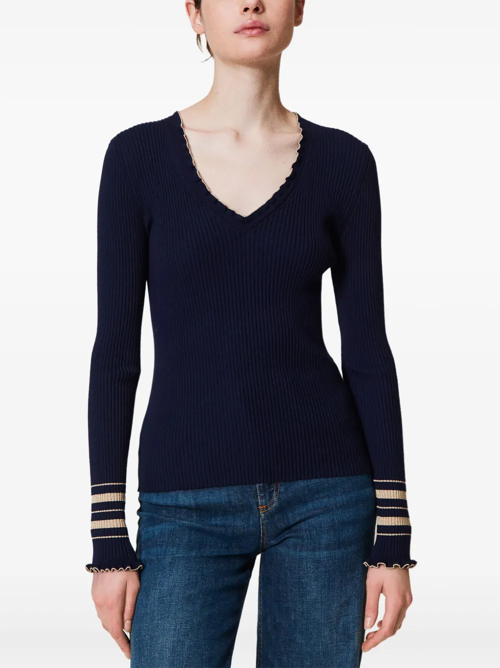 TWINSET ribbed-knit jumper - Blauw