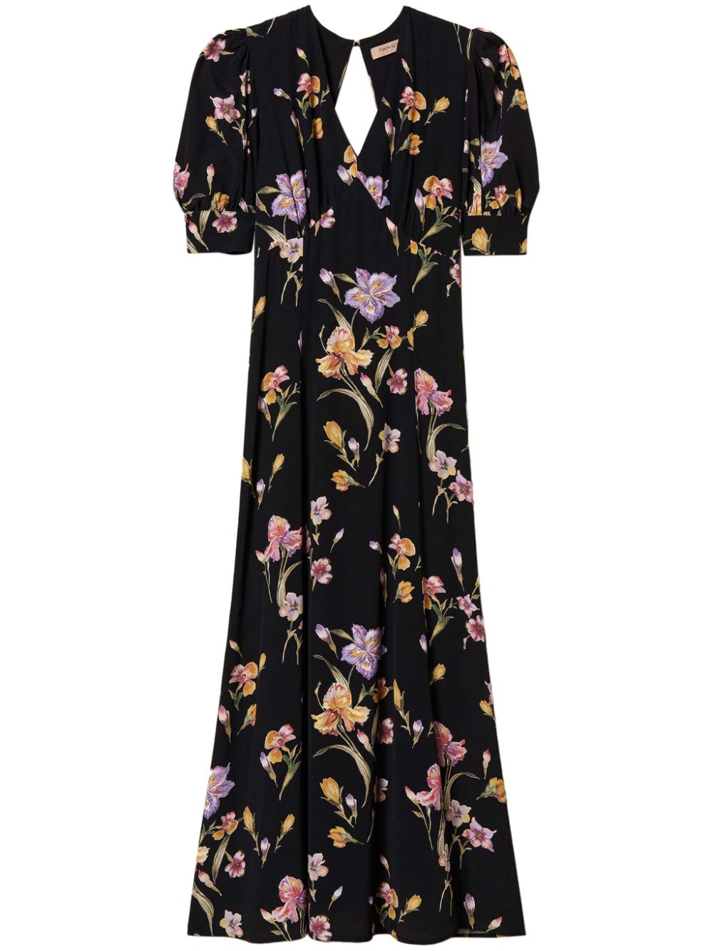 floral-print crepe dress