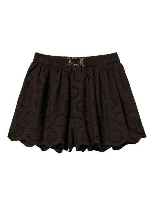Short en broderie anglaise à logo - TWINSET - Modalova