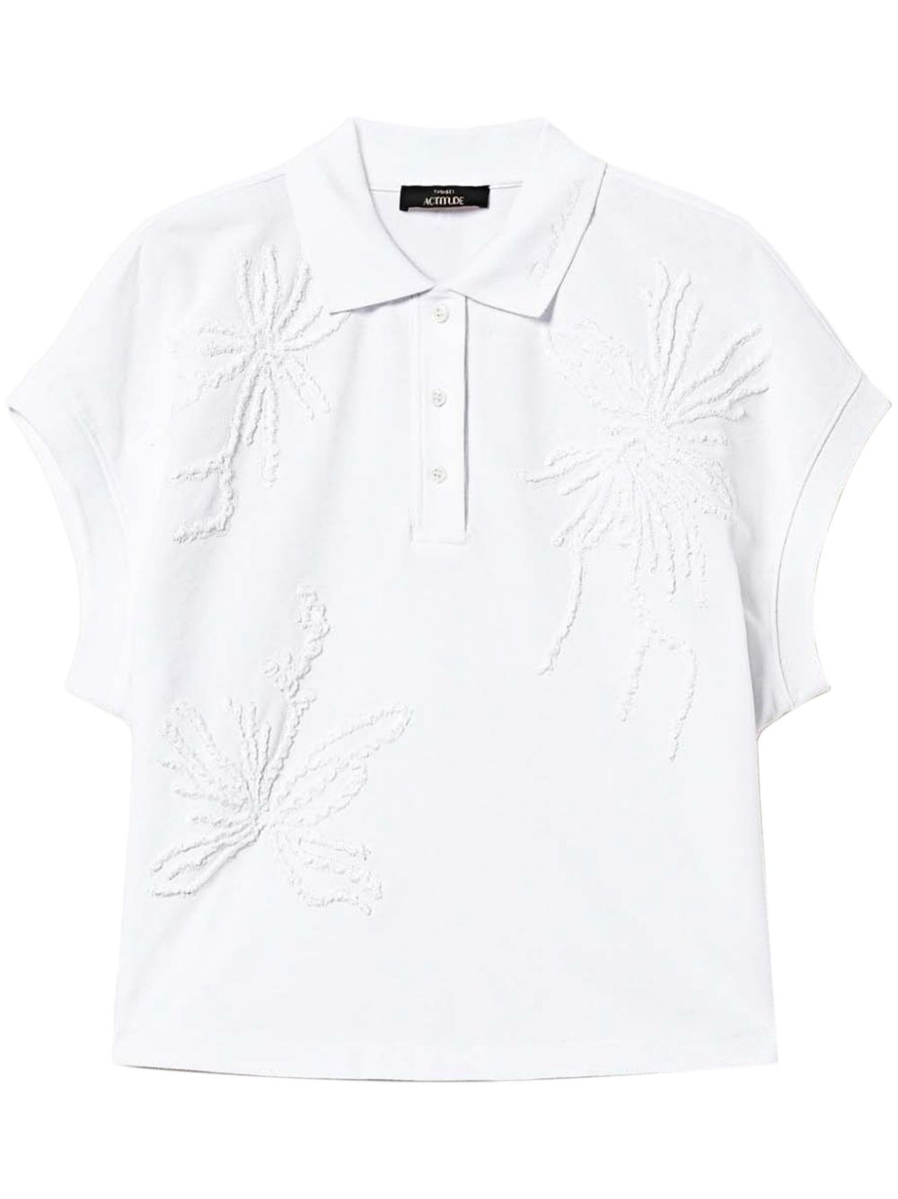 TWINSET embroidered piqué polo top - White