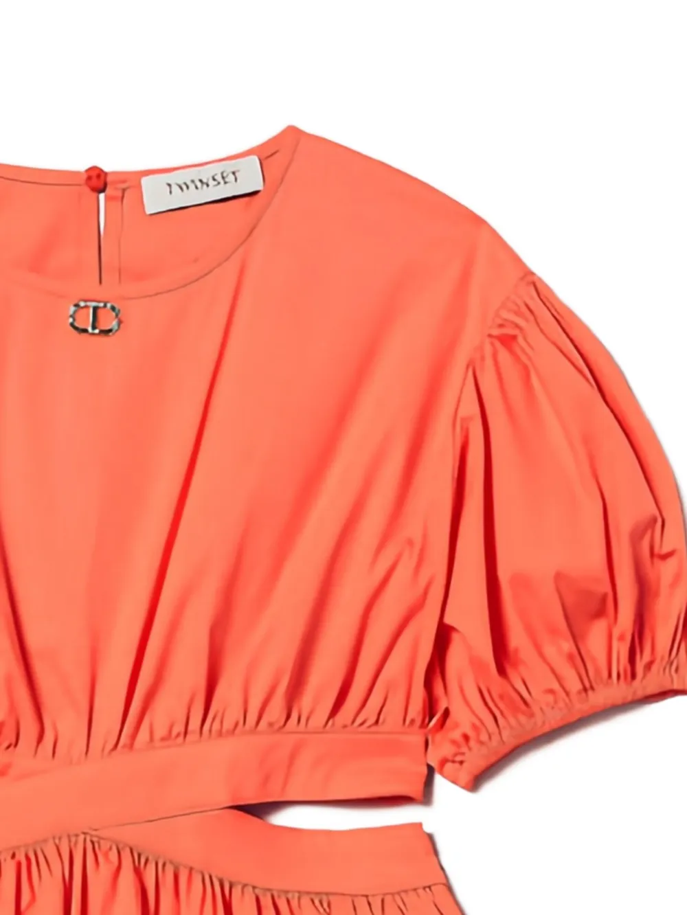 TWINSET Kids Jurk met pofmouwen en uitgesneden details Oranje
