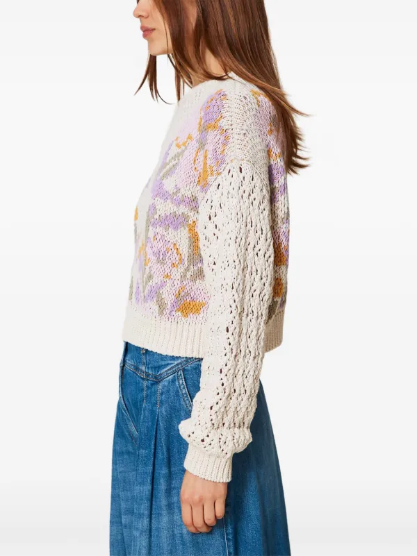 TWINSET floral-jacquard Sweater | White | FARFETCH
