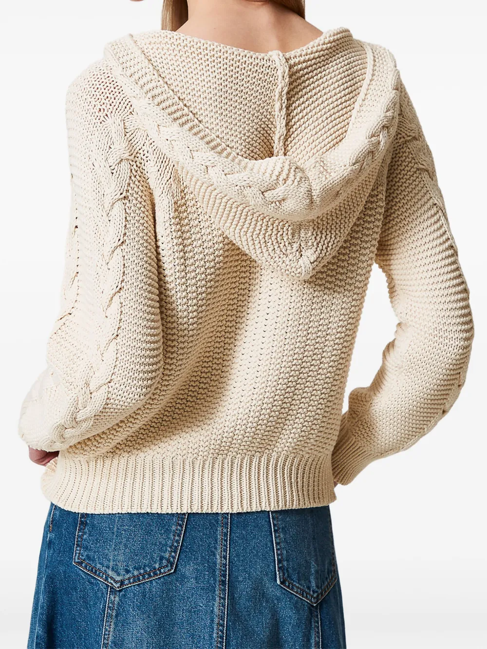 TWINSET Hoodie met kabelgebreide print Beige