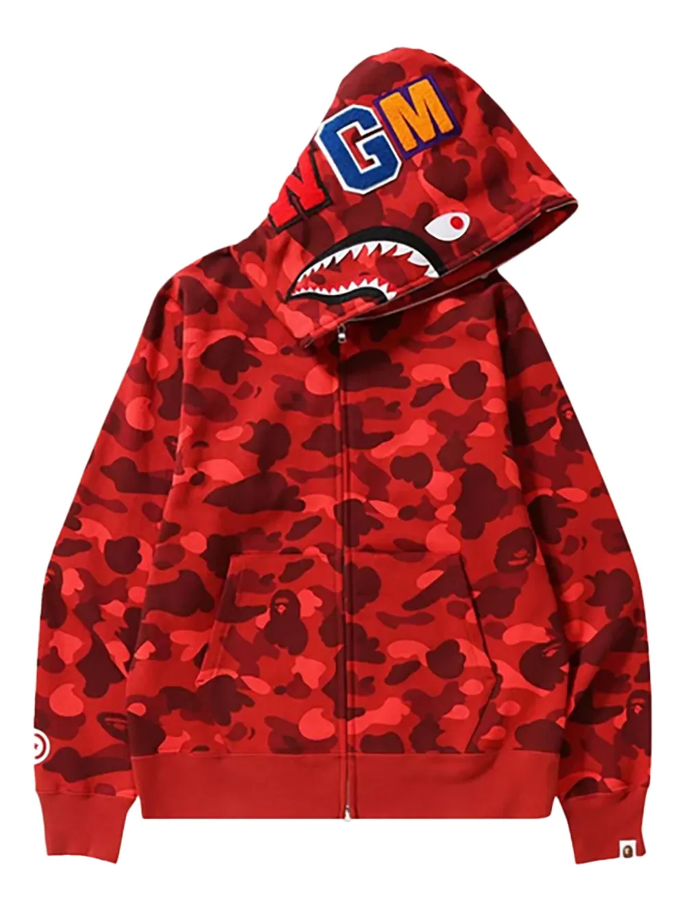 A BATHING APE Camo Shark zip-up hoodie Rood