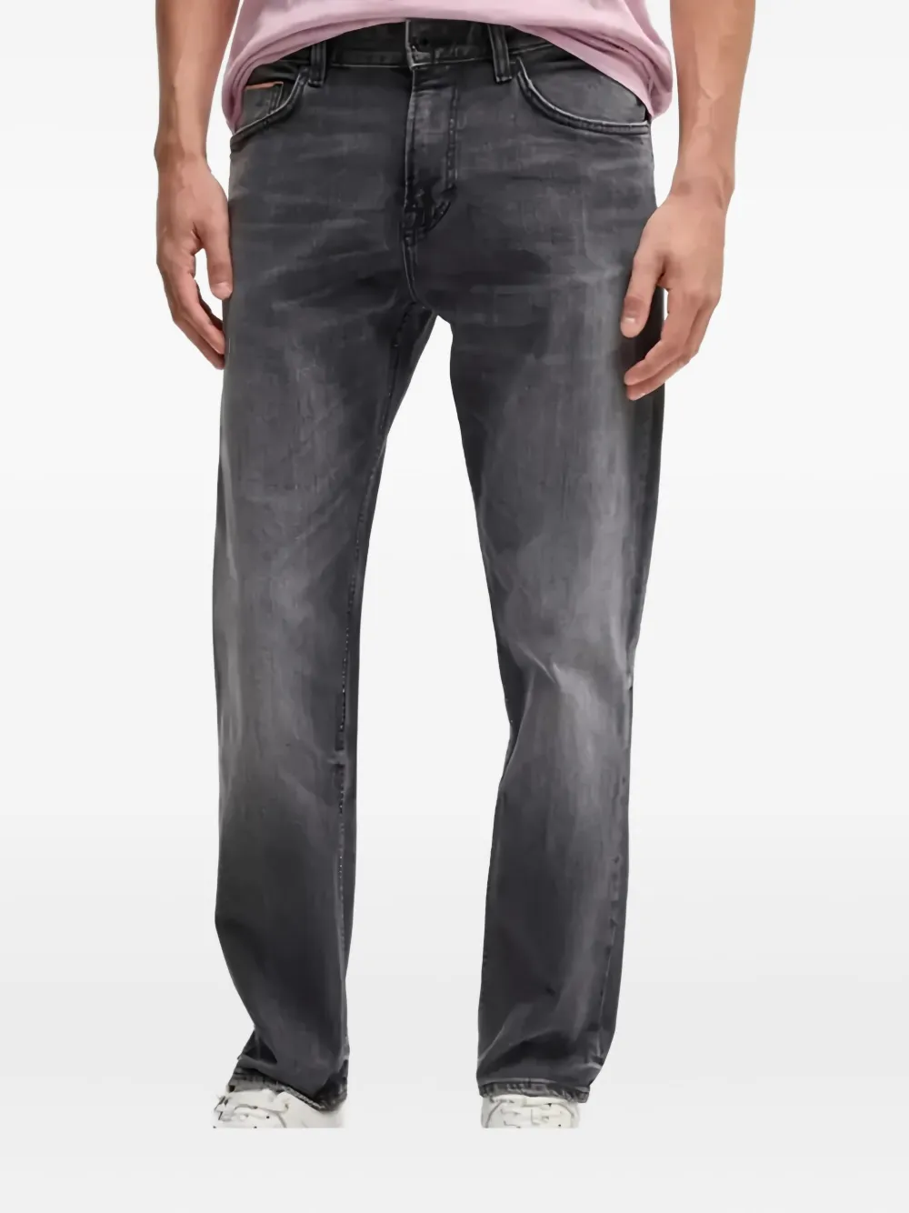 Hugo Boss Whiskering-effect Jeans In Gray