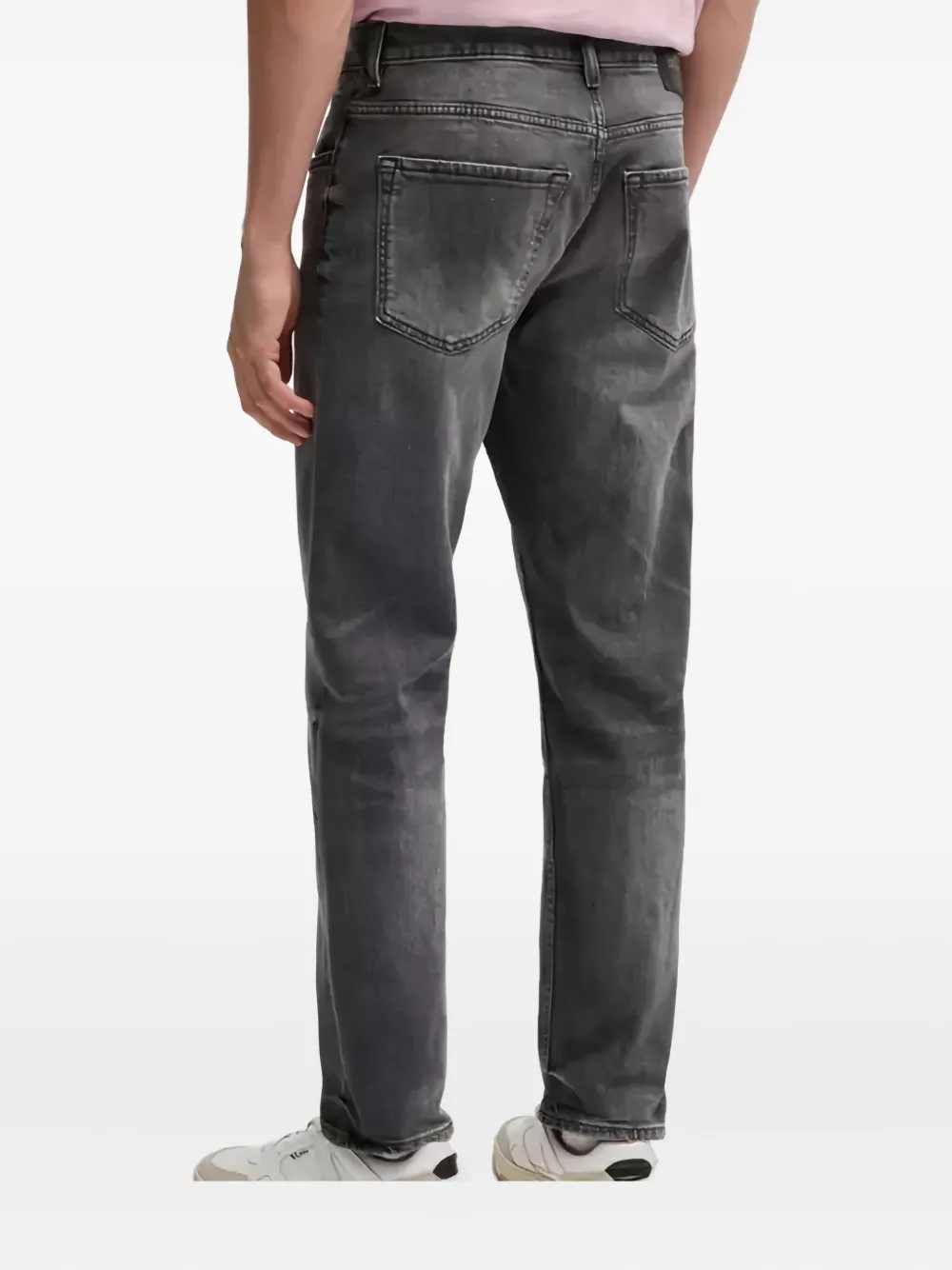 Hugo Boss Whiskering-effect Jeans In Gray