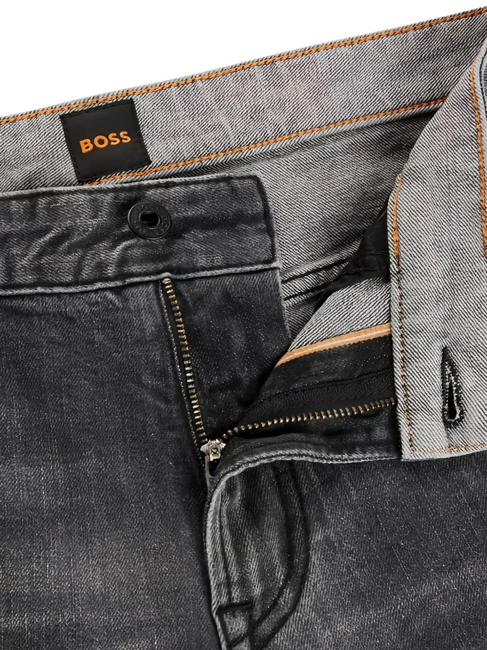 Hugo Boss Whiskering-effect Jeans In Gray