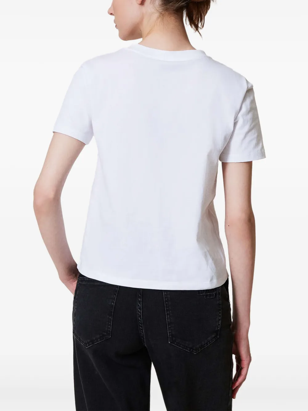 TWINSET Oval T-shirt met borduurwerk Wit