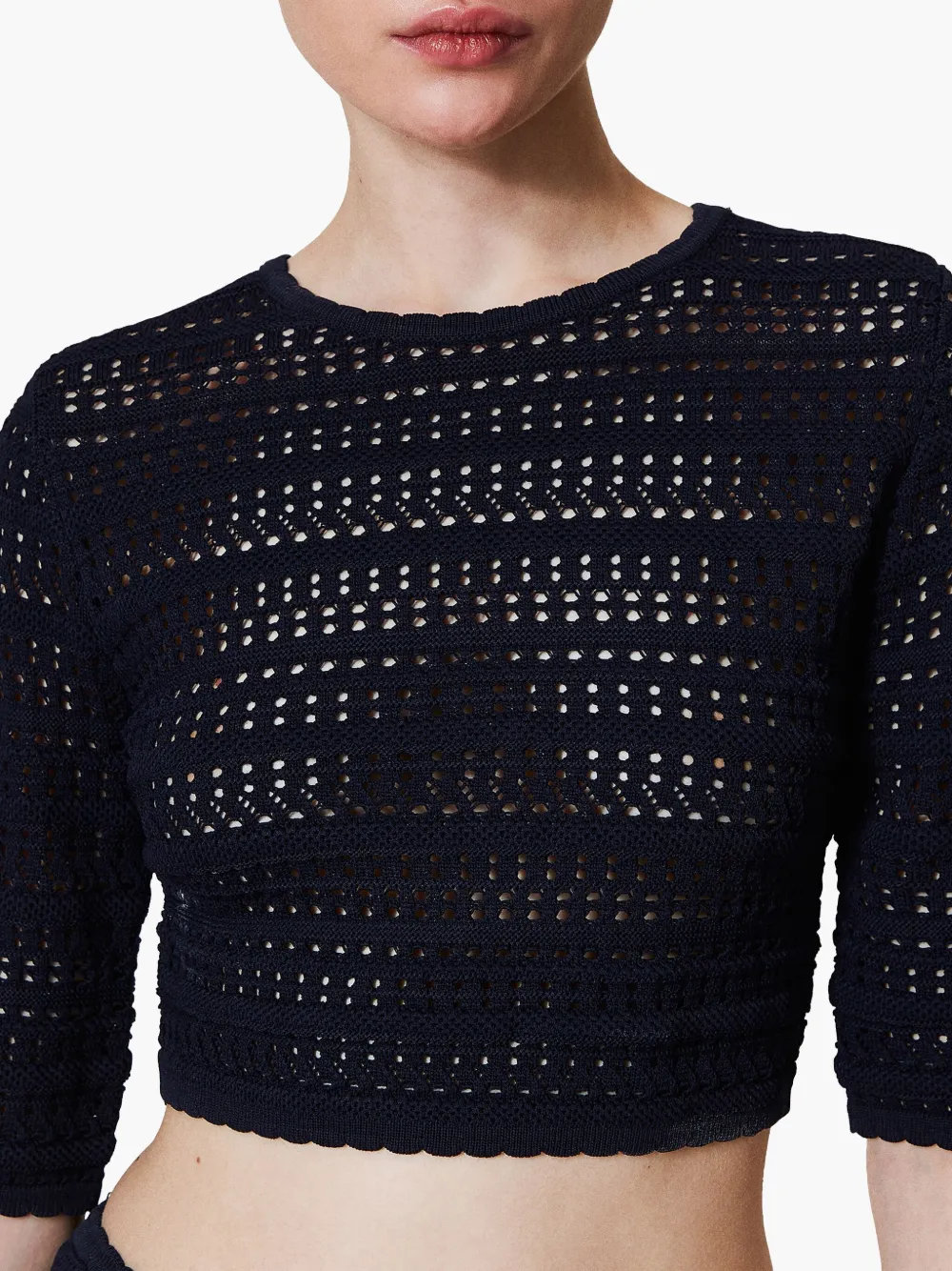 TWINSET CROPPED OPEN-KNIT JUMPER