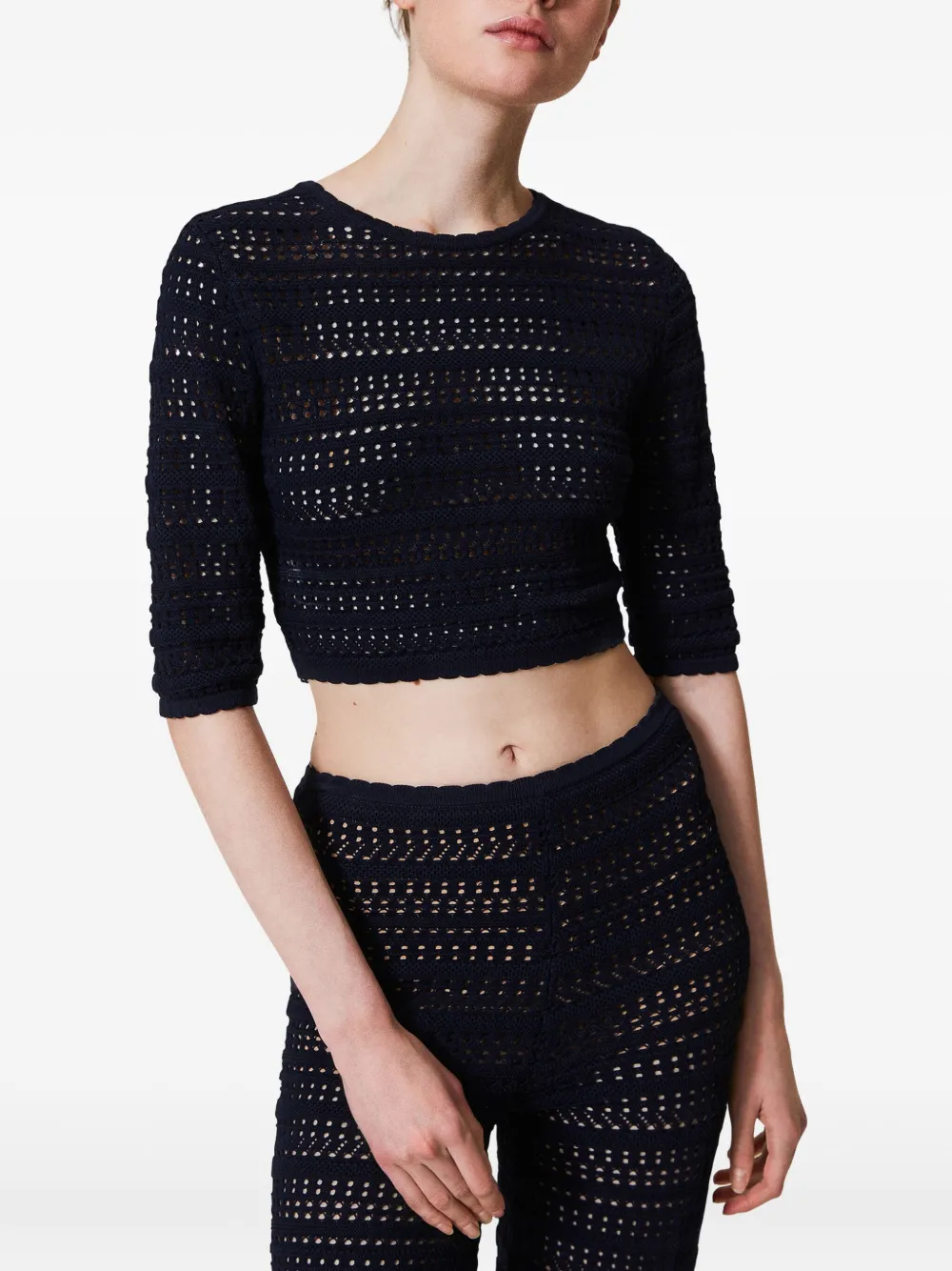 TWINSET CROPPED OPEN-KNIT JUMPER