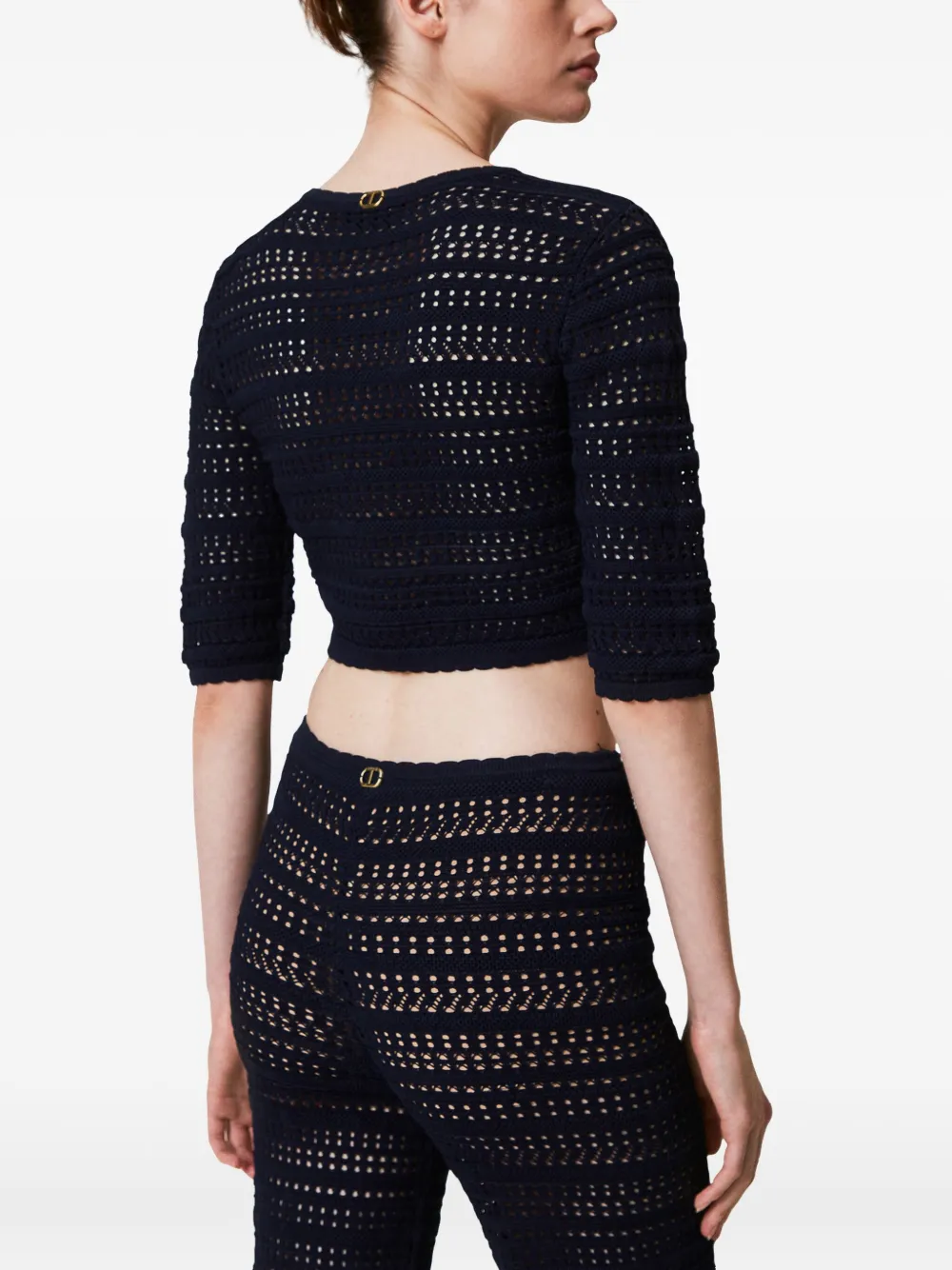 TWINSET CROPPED OPEN-KNIT JUMPER