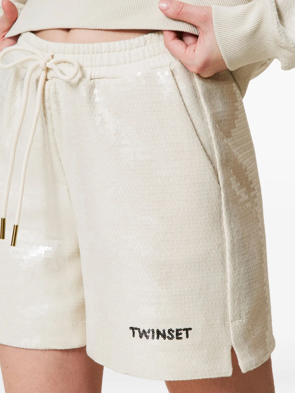 TWINSET Shorts verfraaid met pailletten Beige