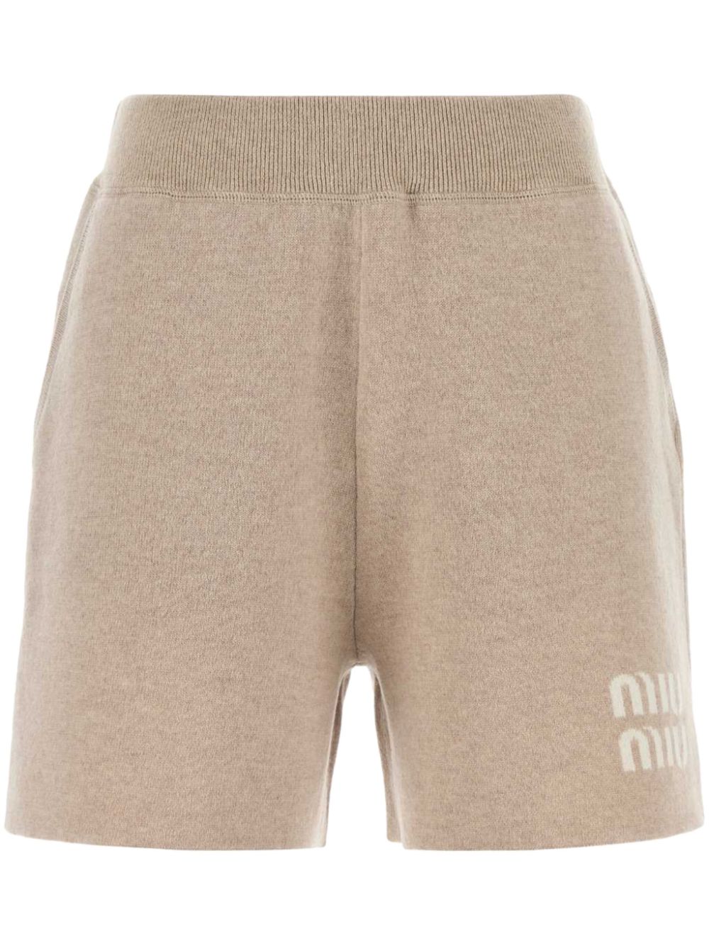 Miu Shorts met logo-jacquard Beige