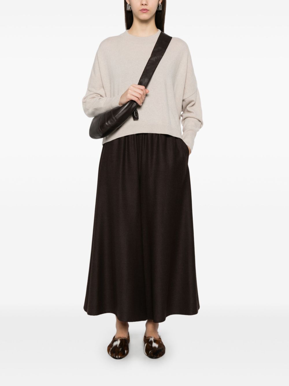 Dusan virgin-wool wide-leg trousers - Brown