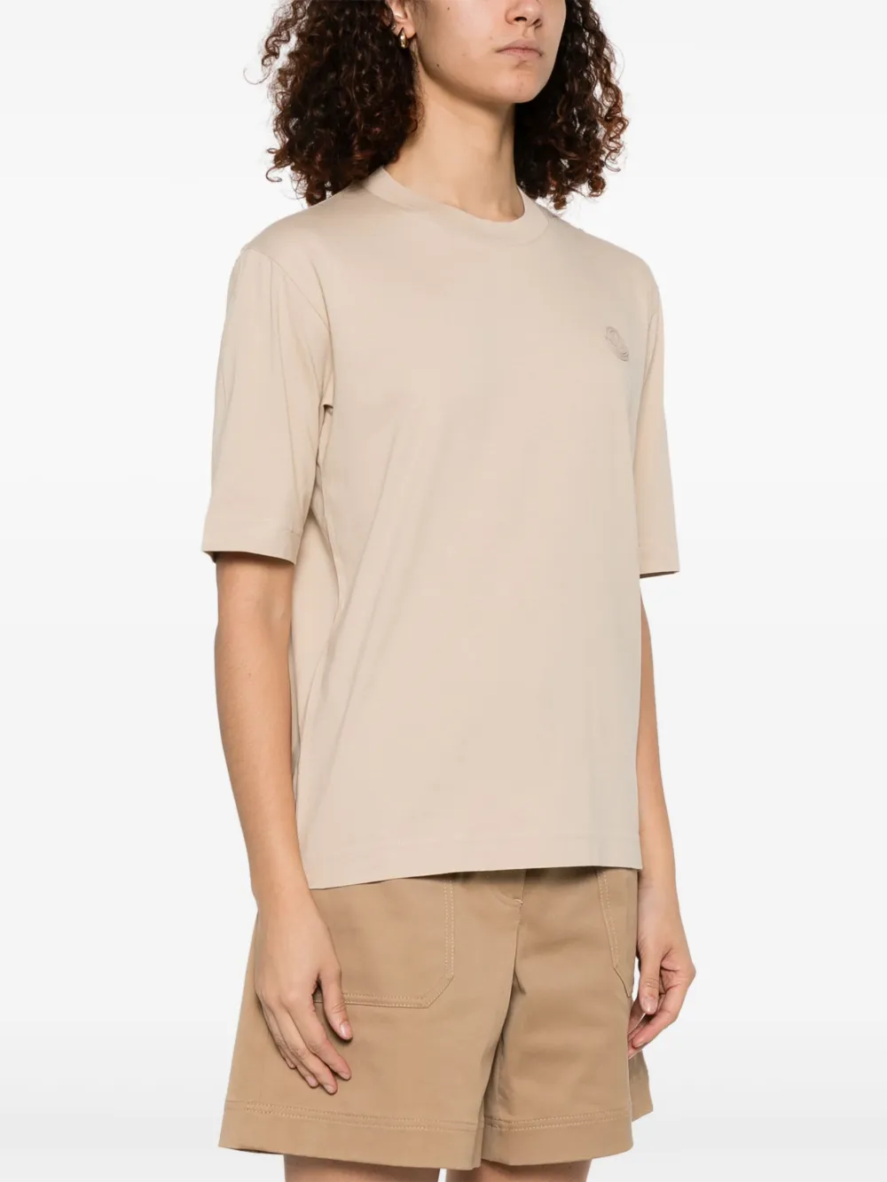 Moncler T-shirt met logopatch Beige