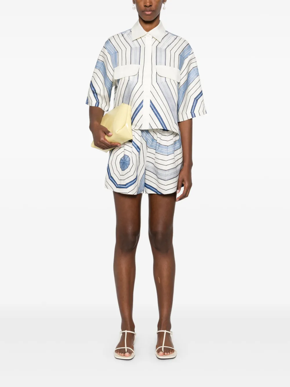 SANDRO x Louise Bourgeois shorts met geometrische print Wit