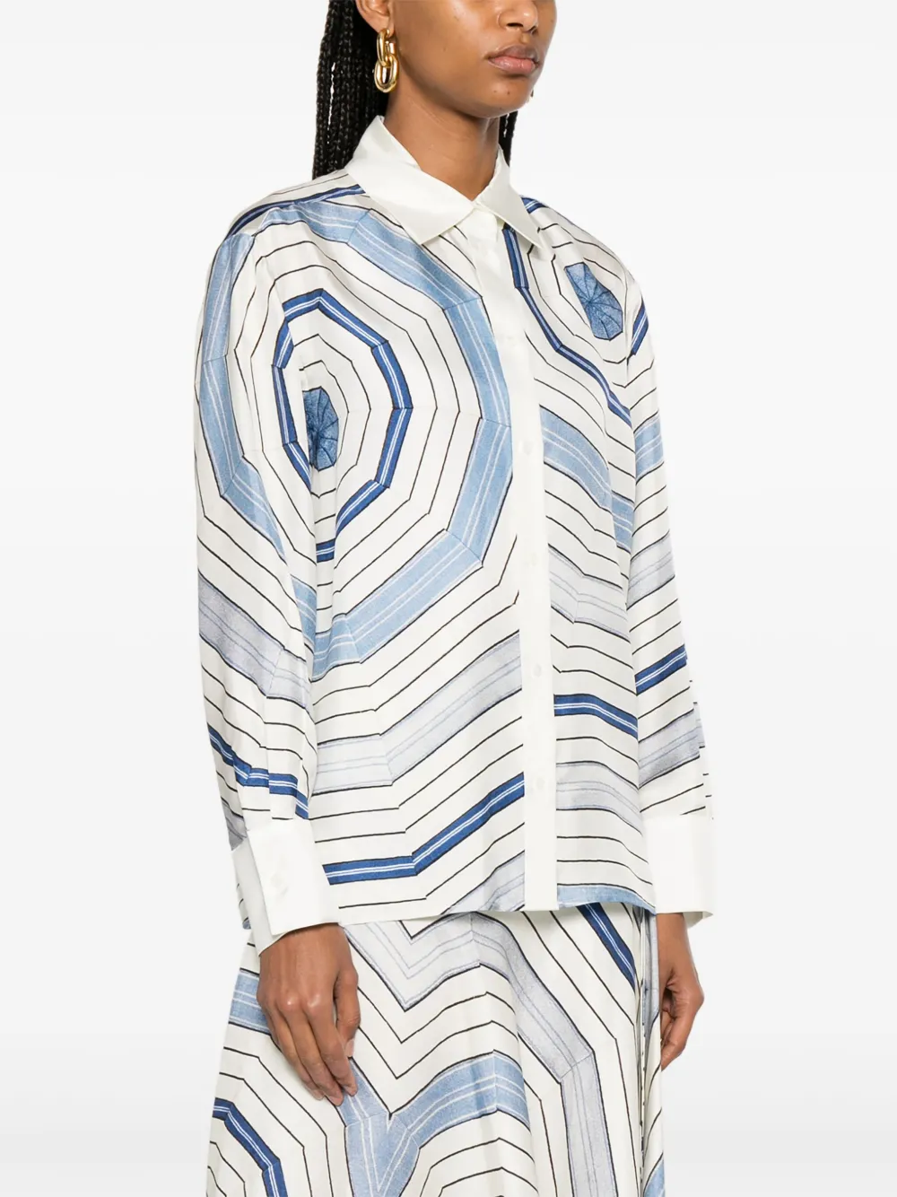 SANDRO x Louise Bourgeois zijden blouse met print Wit