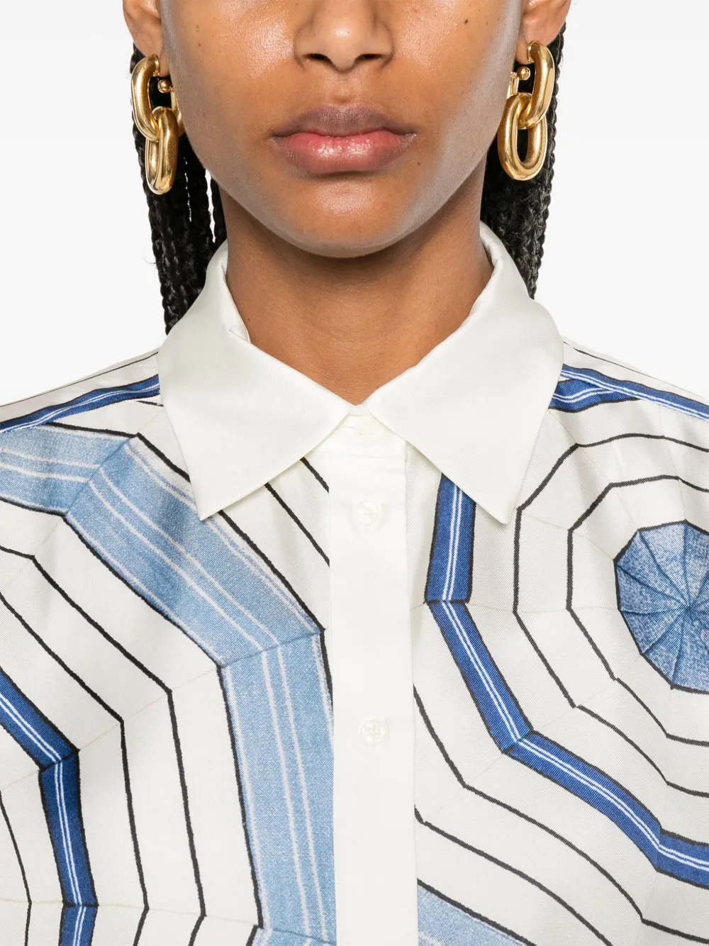SANDRO x Louise Bourgeois zijden blouse met print Wit