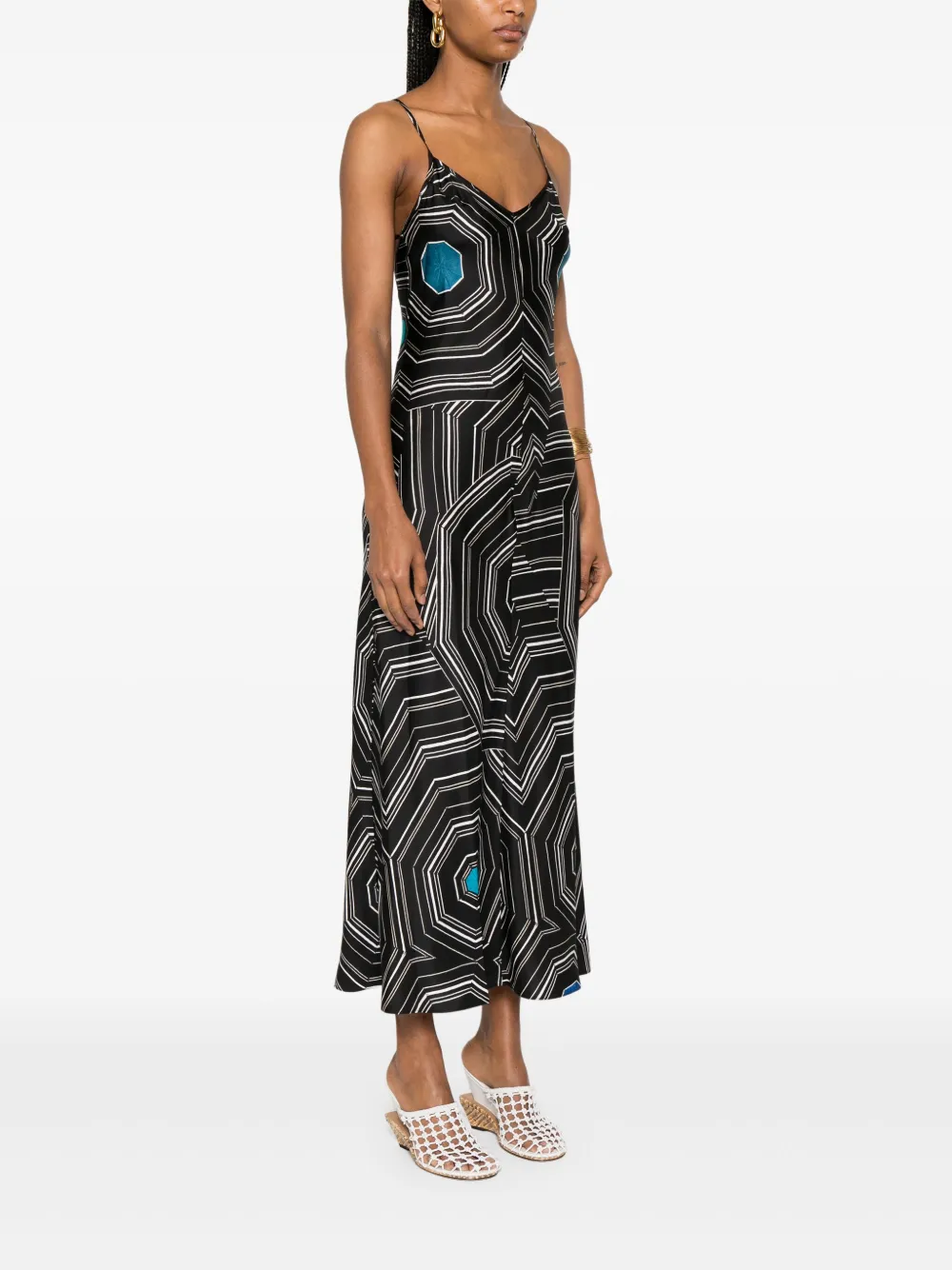 SANDRO x Louise Bourgeois midi-jurk met grafisch print Zwart