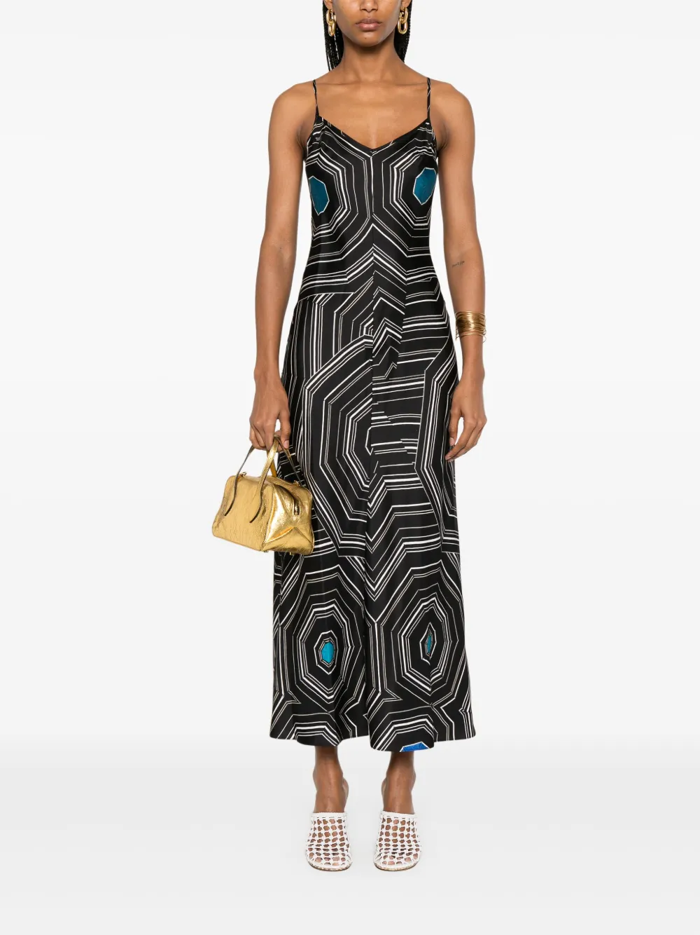 SANDRO Midi-jurk met ringdetail - Zwart