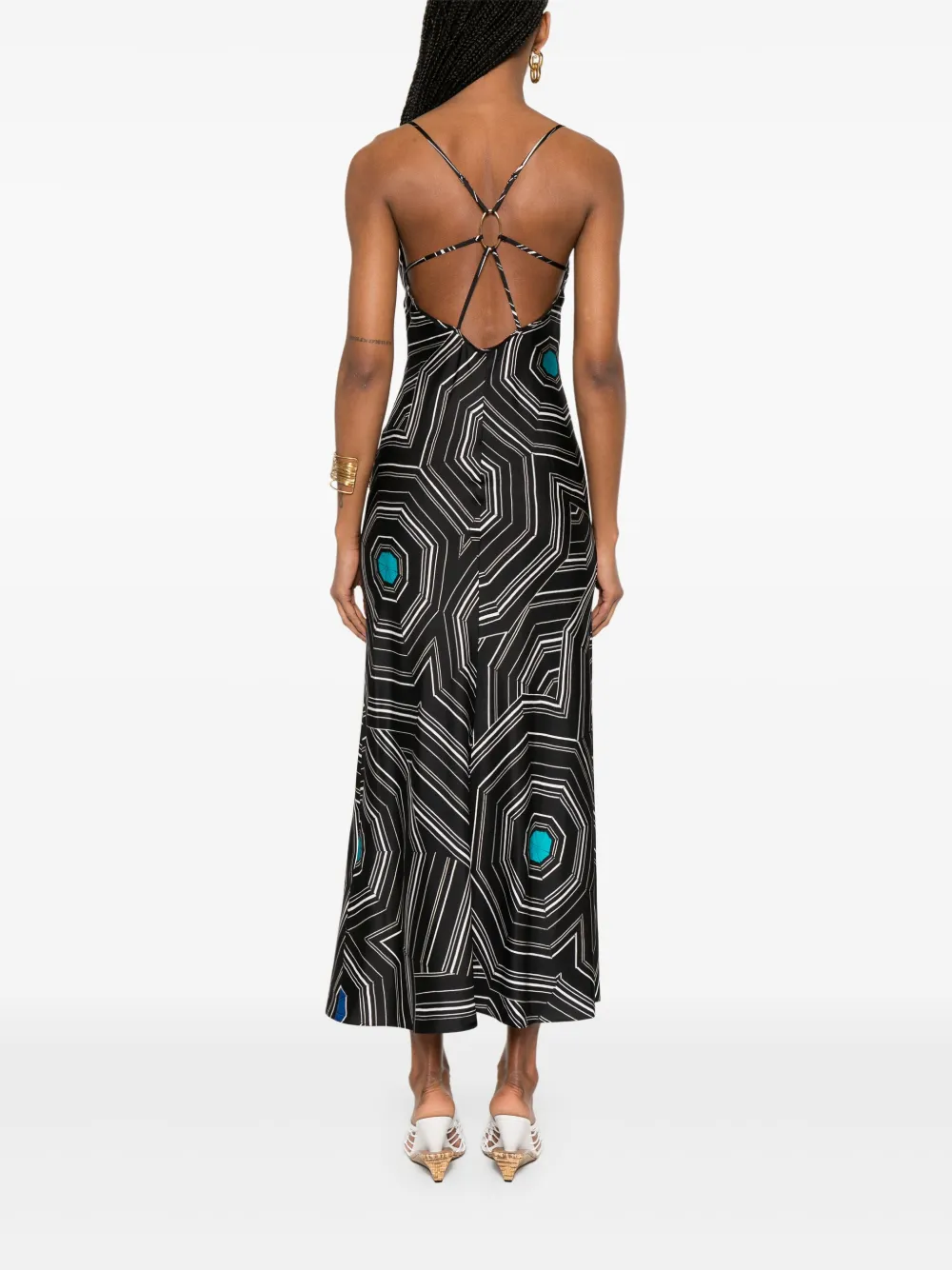 SANDRO x Louise Bourgeois midi-jurk met grafisch print Zwart