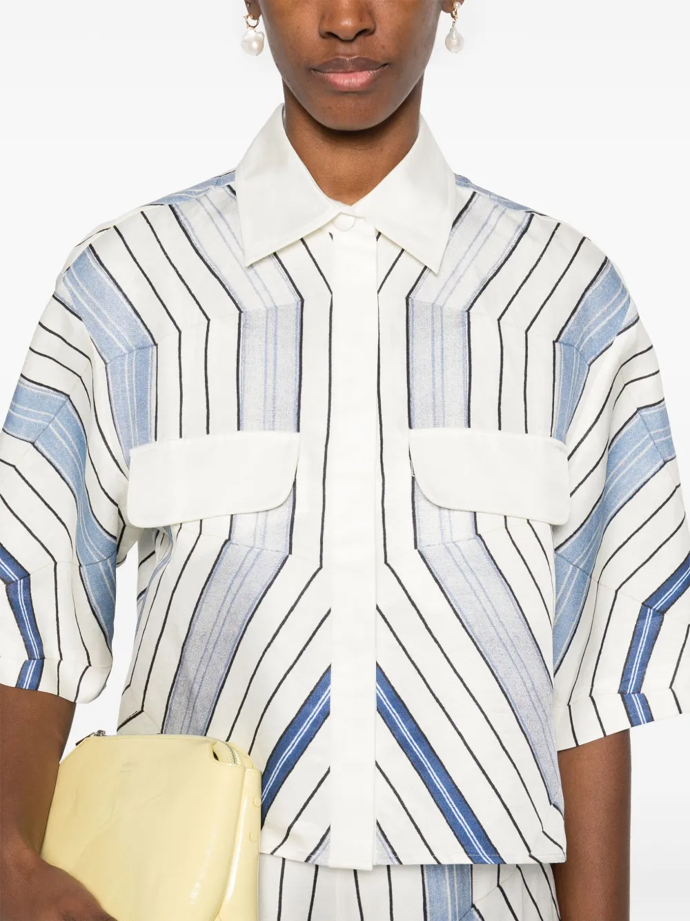 SANDRO x Louise Bourgeois gestreept blouse Wit