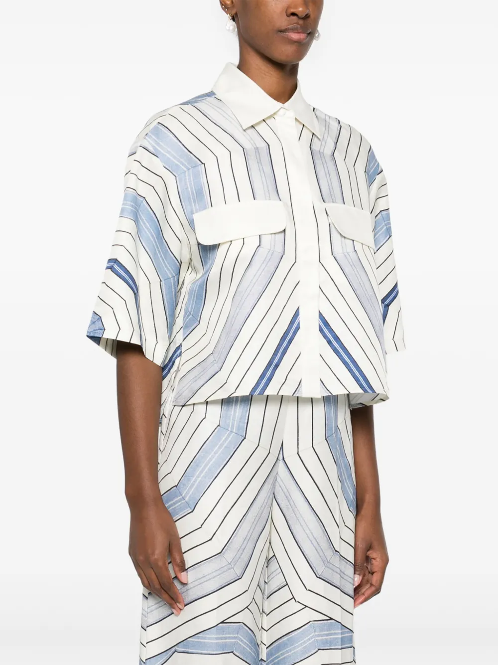 SANDRO x Louise Bourgeois gestreept blouse Wit