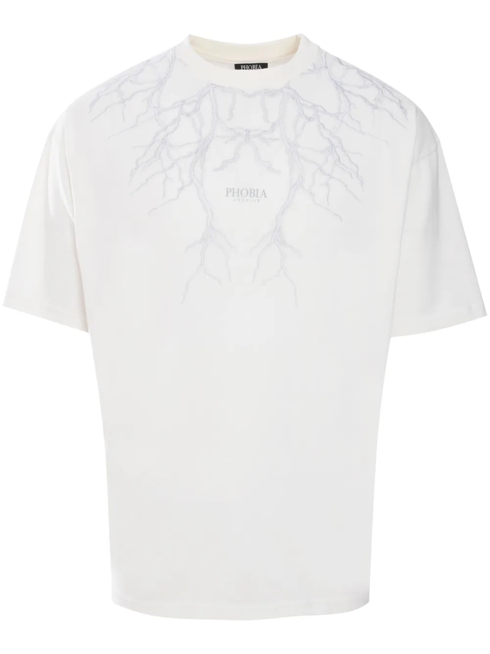 PHOBIA playera con bordado de rayo | blanco | Image 1