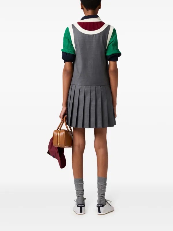 Miu Miu Grisaille Mini Dress | Grey | FARFETCH BE