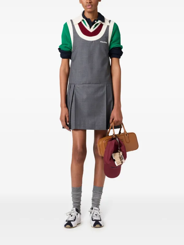 Miu Miu Grisaille Mini Dress | Grey | FARFETCH PL