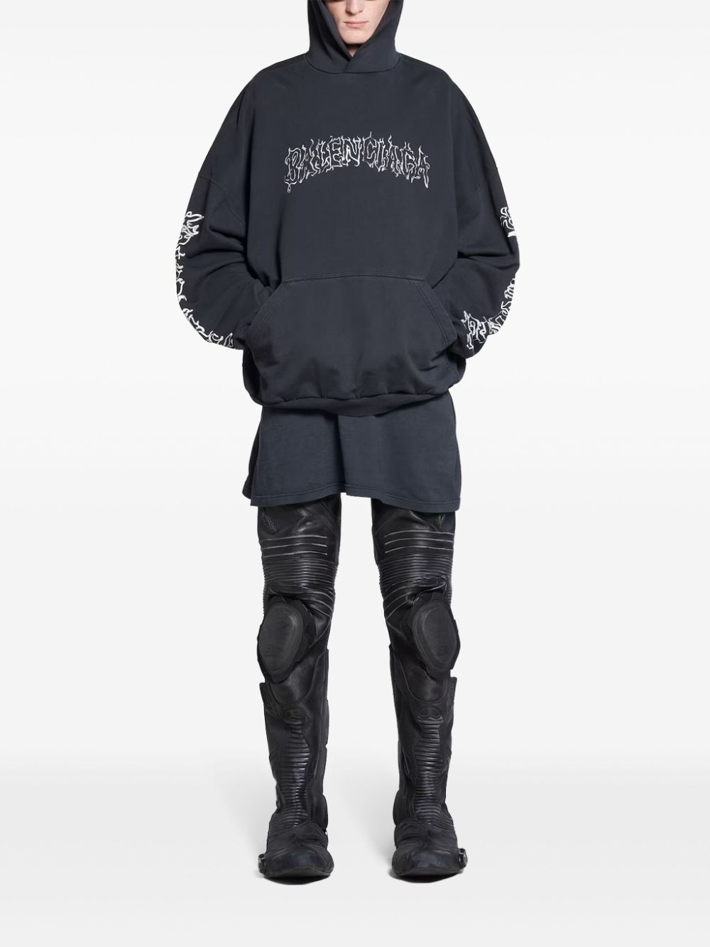 Balenciaga logo-print hoodie - Zwart