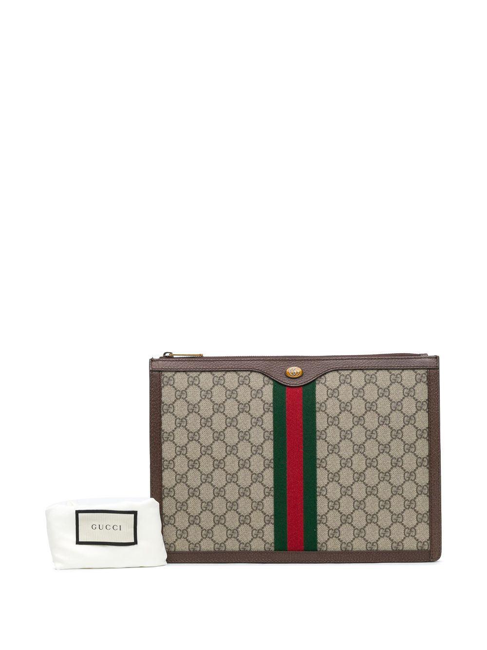 Gucci Pre-Owned 2016-2024 GG Supreme Ophidia clutch bag - Bruin