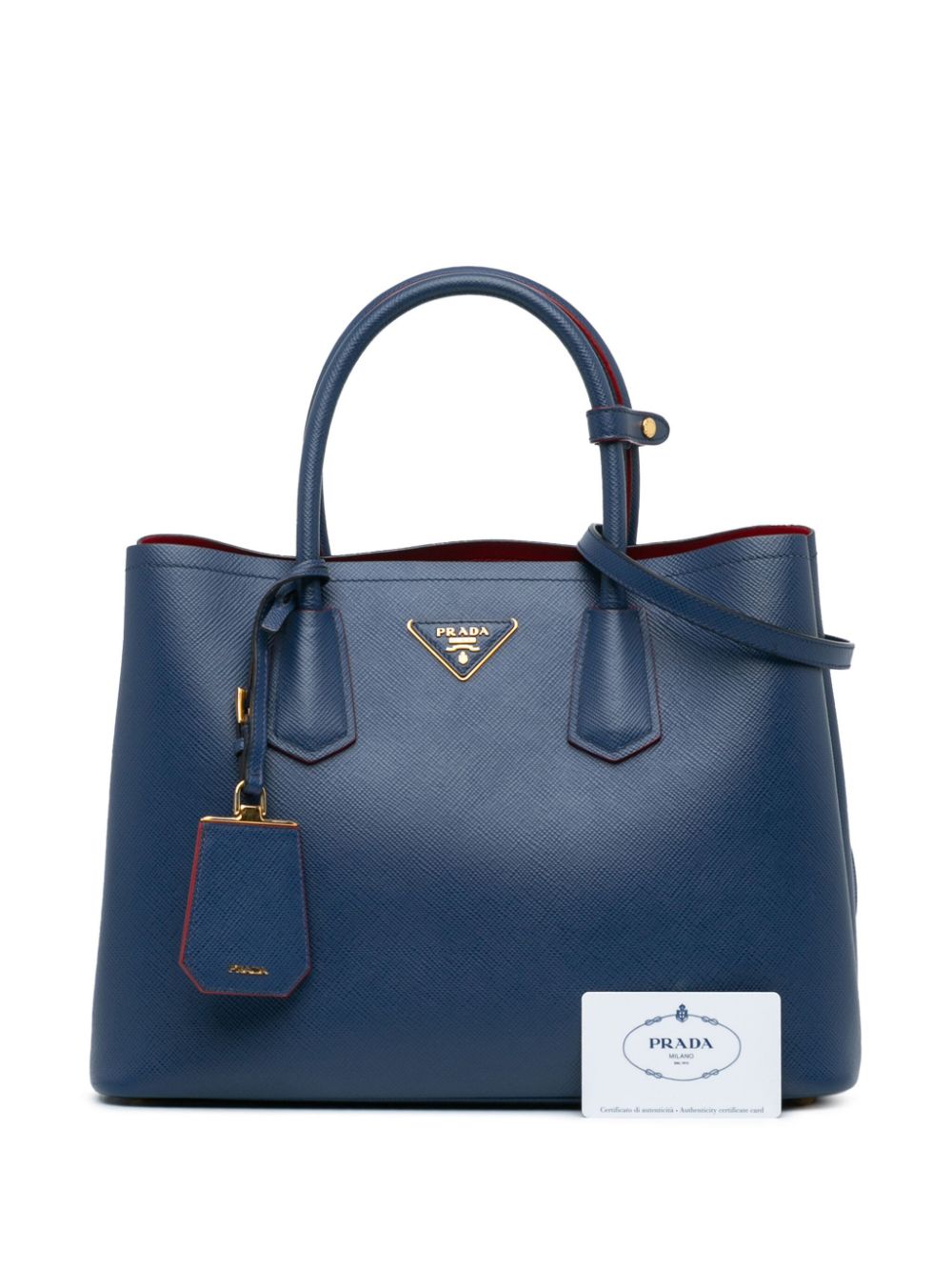 Prada Pre-Owned 2010-2024 Medium Saffiano Cuir Double satchel - Blauw