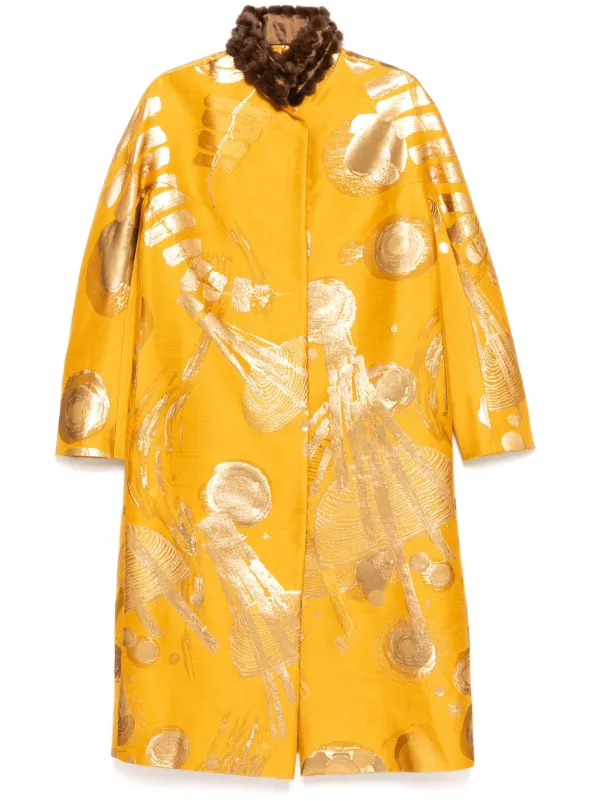 ジャケット・アウター SHIATZY CHEN SHIATZY CHEN ファーカラー コート | イエロー | FARFETCH JP