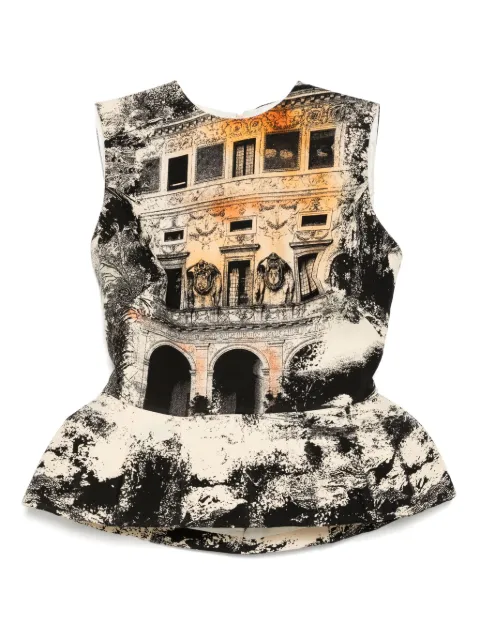 Isabel Sanchis landscape print peplum top