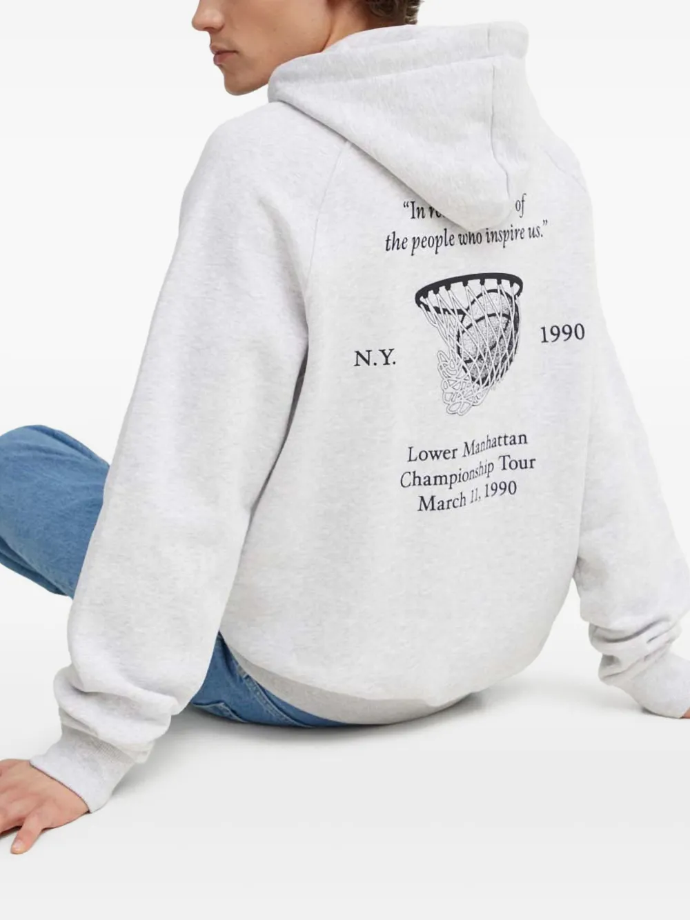 Les Deux Hoodie met print Grijs